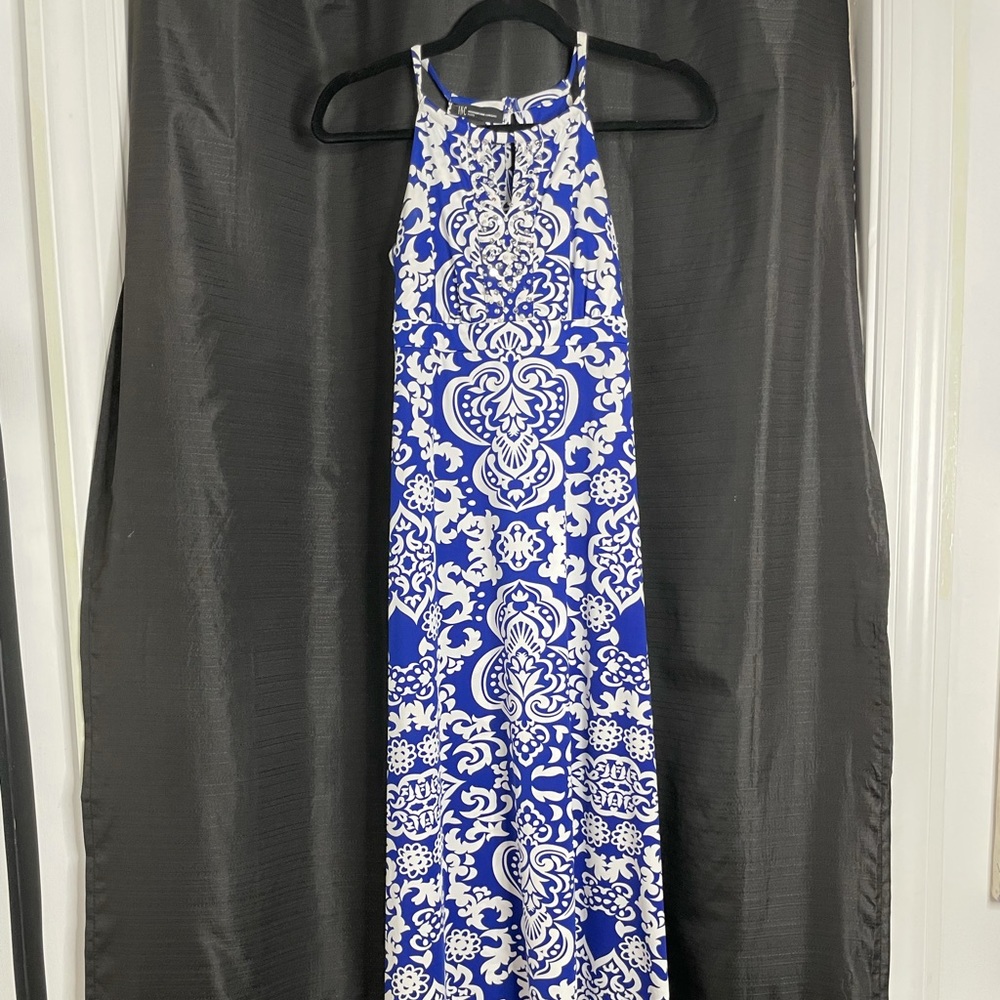 Royal blue & white maxi dress